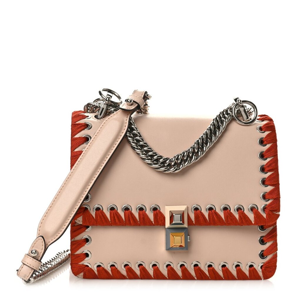 AUTHENTIC FENDI Beige Leather Shoulder Bag